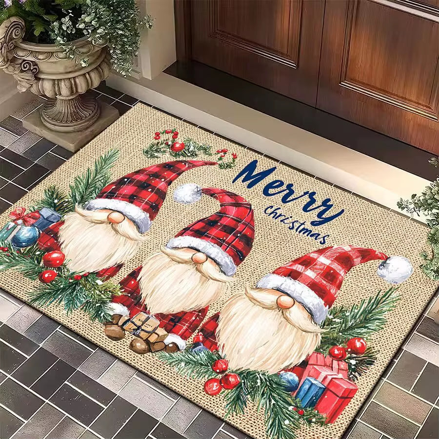 Christmas Door Carpet Merry Christmas Mat Festival Santa Claus Outdoor Decorations Home 2025 Navidad Xmas Ornament New Year 2026