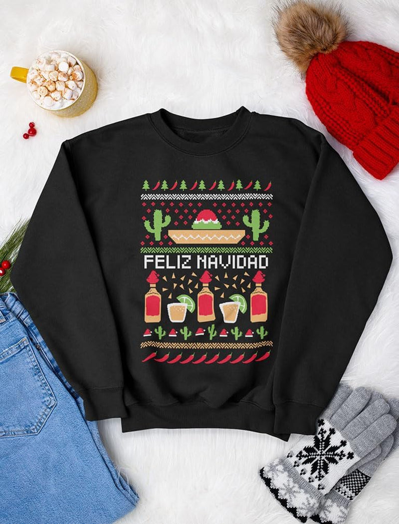 Feliz Navidad Mexican Ugly Christmas Sweater Funny Xmas Women Sweatshirt