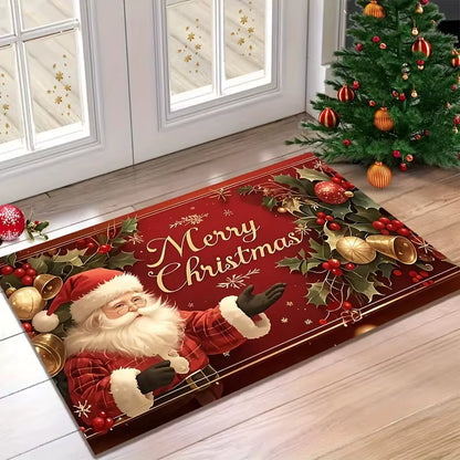 Christmas Door Carpet Merry Christmas Mat Festival Santa Claus Outdoor Decorations Home 2025 Navidad Xmas Ornament New Year 2026