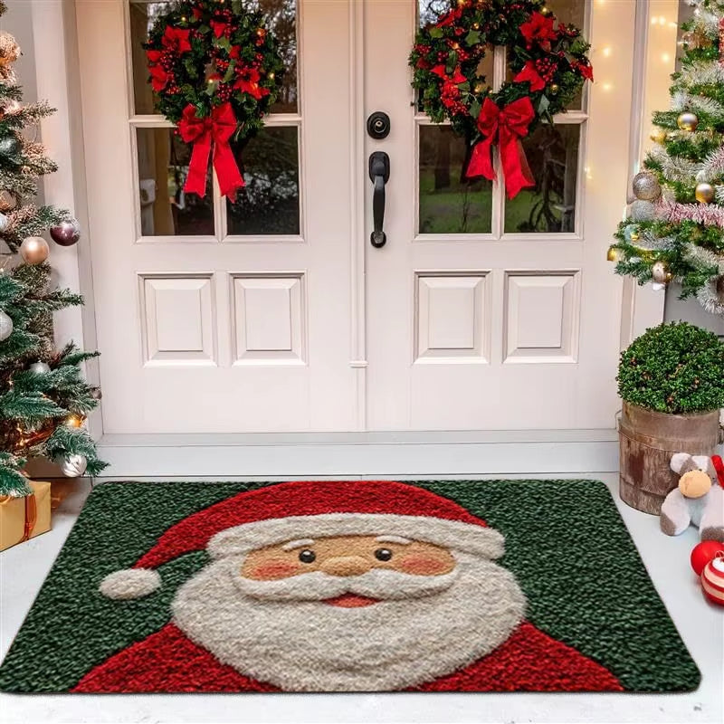 Christmas Door Carpet Merry Christmas Mat Festival Santa Claus Outdoor Decorations Home 2025 Navidad Xmas Ornament New Year 2026