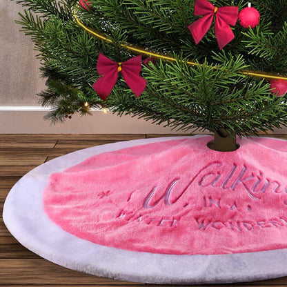 Pink Christmas Tree Skirt Tree Skirt, 36" Faux Fur Christmas Tree Skirt Rug for Pink Christmas Decor Decorations for Home