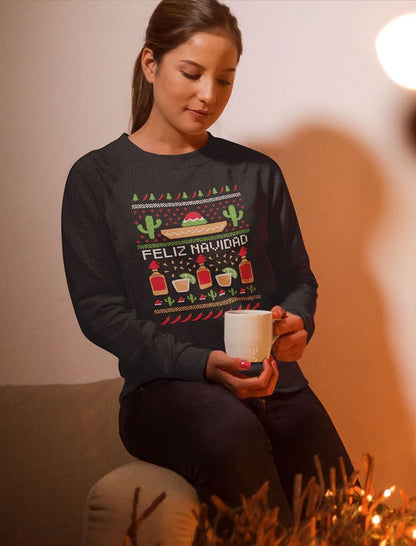 Feliz Navidad Mexican Ugly Christmas Sweater Funny Xmas Women Sweatshirt