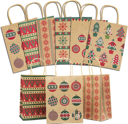 Inicio Bolsas Regalo De Navidad 24PCS Bolsas De Papel Kraft Navideñas Navidenas
