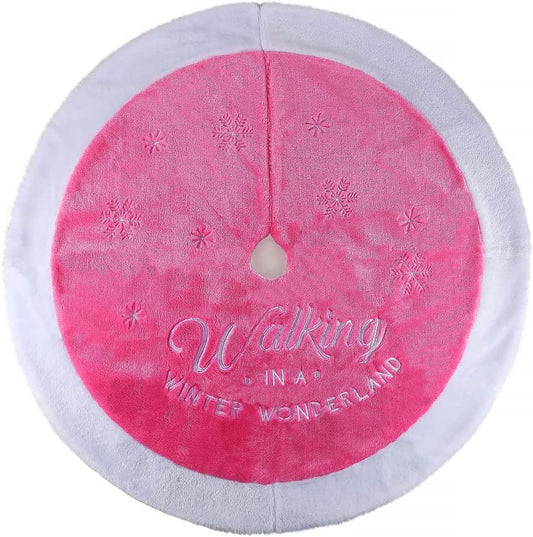 Pink Christmas Tree Skirt Tree Skirt, 36" Faux Fur Christmas Tree Skirt Rug for Pink Christmas Decor Decorations for Home