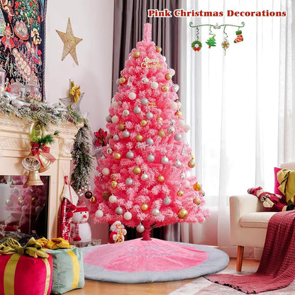 Pink Christmas Tree Skirt Tree Skirt, 36" Faux Fur Christmas Tree Skirt Rug for Pink Christmas Decor Decorations for Home