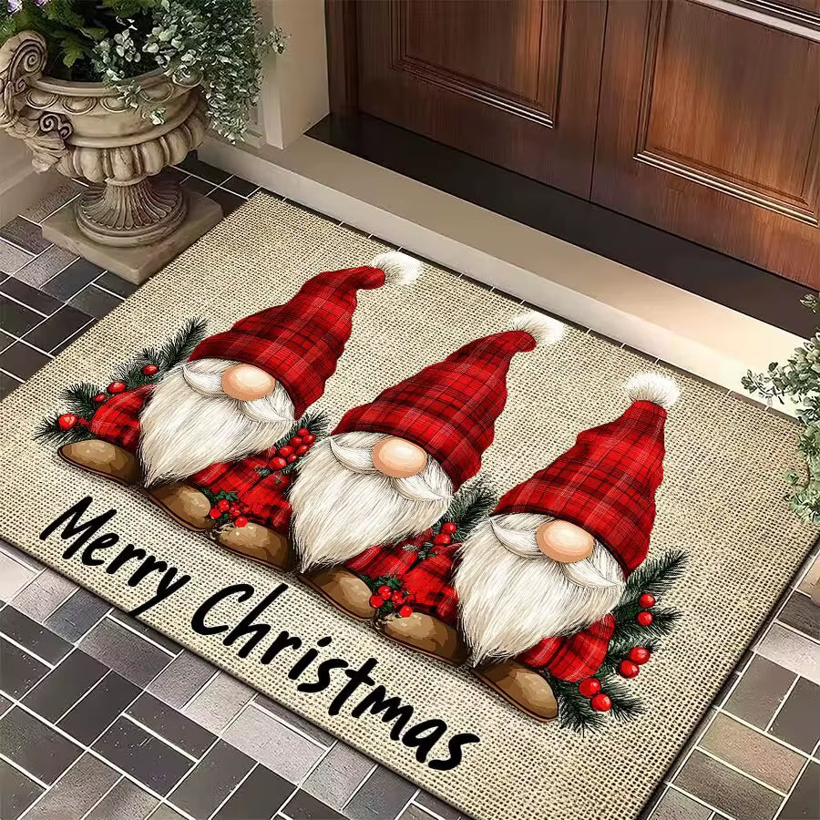 Christmas Door Carpet Merry Christmas Mat Festival Santa Claus Outdoor Decorations Home 2025 Navidad Xmas Ornament New Year 2026