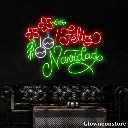 Feliz Navidad Neon Sign, Feliz Navidad LED Sign, Spain Christmas Decor, Christmas Tree LED
