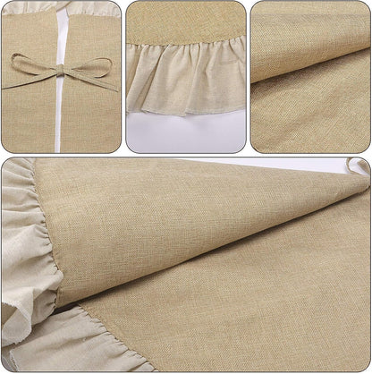 48" Burlap Fall Christmas Tree Skirt with Ruffle Border, Beach Farmhouse Tree Skirt Linen Rustic Tree Ornaments for Christmas Thanksgiving Holiday Party Decorations